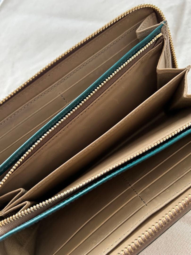 genten ゲンテン ガーデンカットワーク　長財布　ブルーグリー