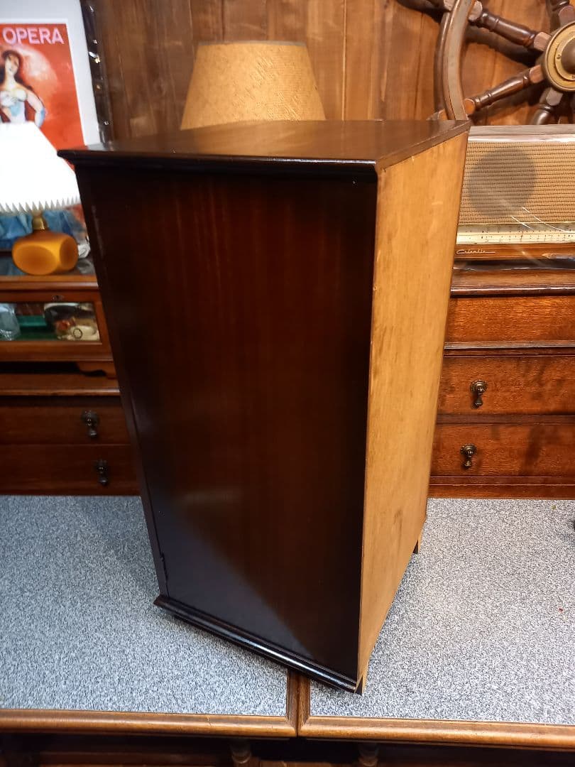 1960's　美品　チーク　突板　カッパーハンドル　レコード　キャビネット