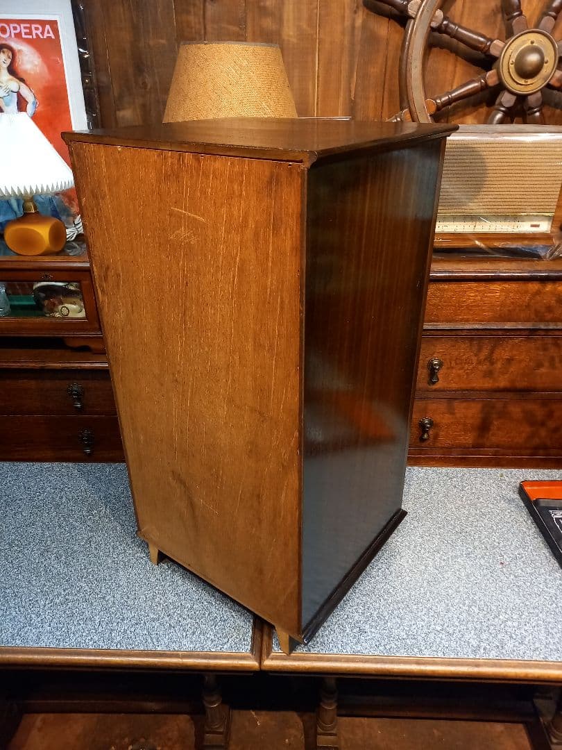 1960's　美品　チーク　突板　カッパーハンドル　レコード　キャビネット