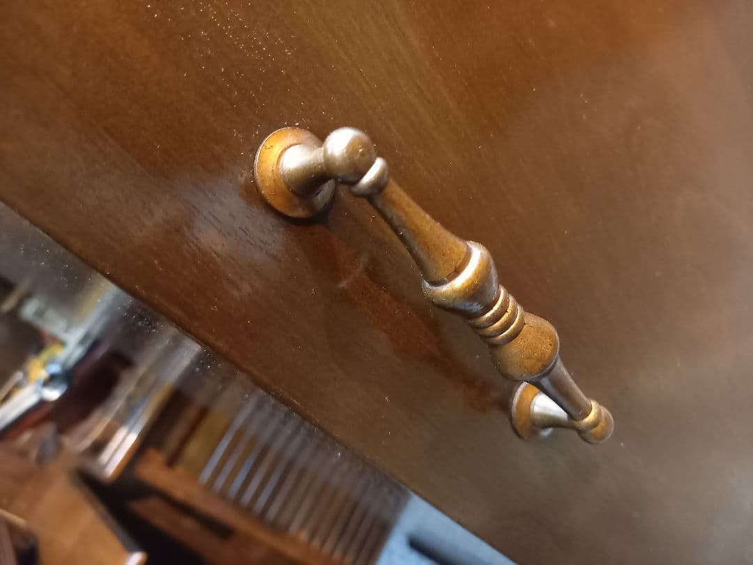 1960's　美品　チーク　突板　カッパーハンドル　レコード　キャビネット