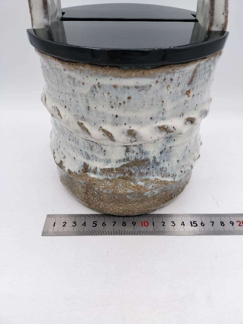 c912 水指 萩手桶割蓋付 司希衛門 木箱 茶道具 古物