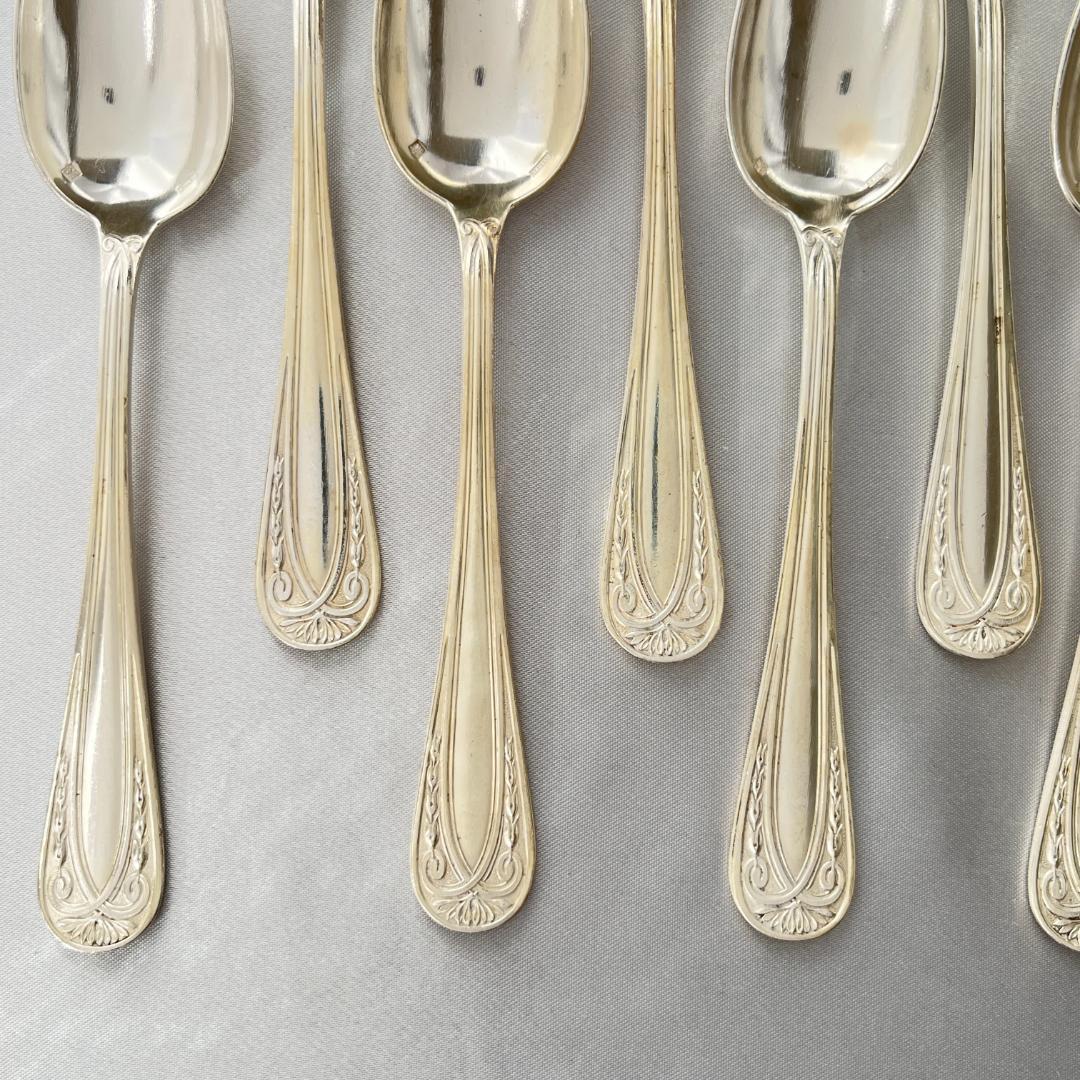 【仏蘭西】 レリーフ コーヒースプーン 12本【シルバープレート】アールヌーボー