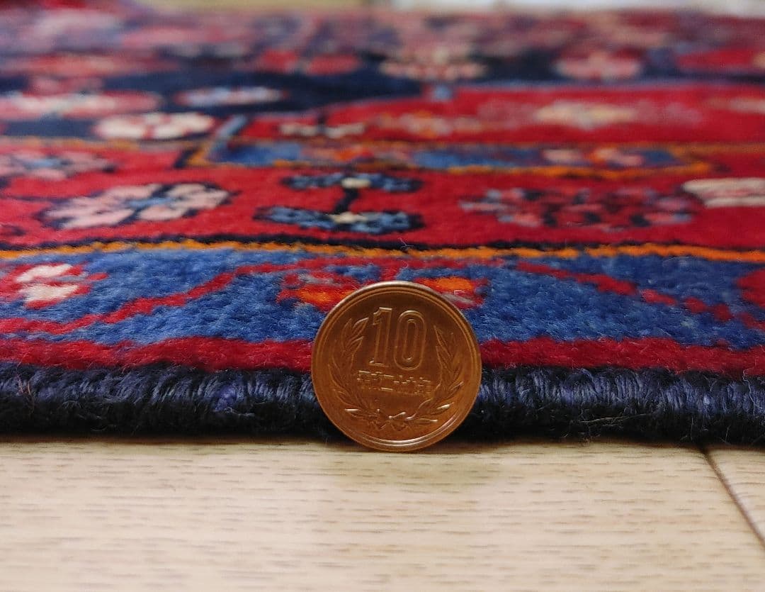 ペルシャ絨毯 205x135 手織り 美術品 草木染 ハマダン産クリーニング済み