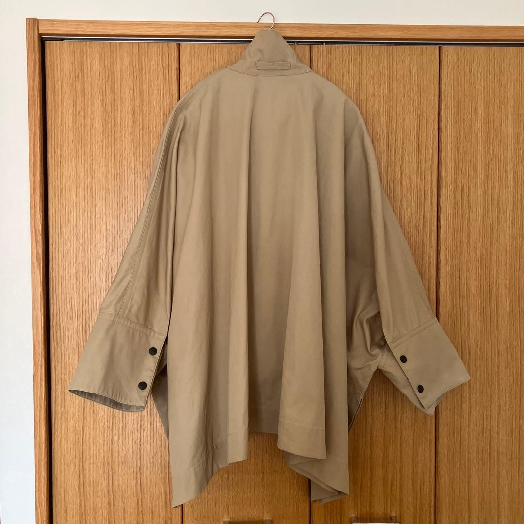 【美品】イレーヴ　ハイカウントコットンギャバジンポンチョ　サイズF ベージュ