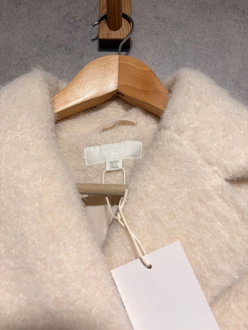 ZARA ザラ ブークレダブルブレストミディ丈コート XS