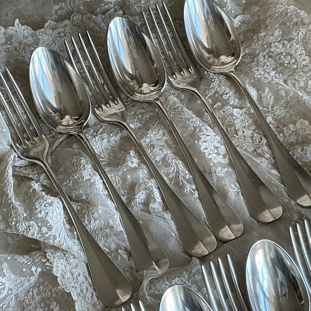 フランスアンティーク　６セット♡　すずらん　スプーン＆フォーク　モノグラム