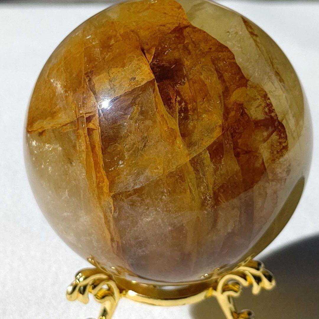 ゴールデンヒーラー　スフィア　天然石　丸玉　台座付き　7cm