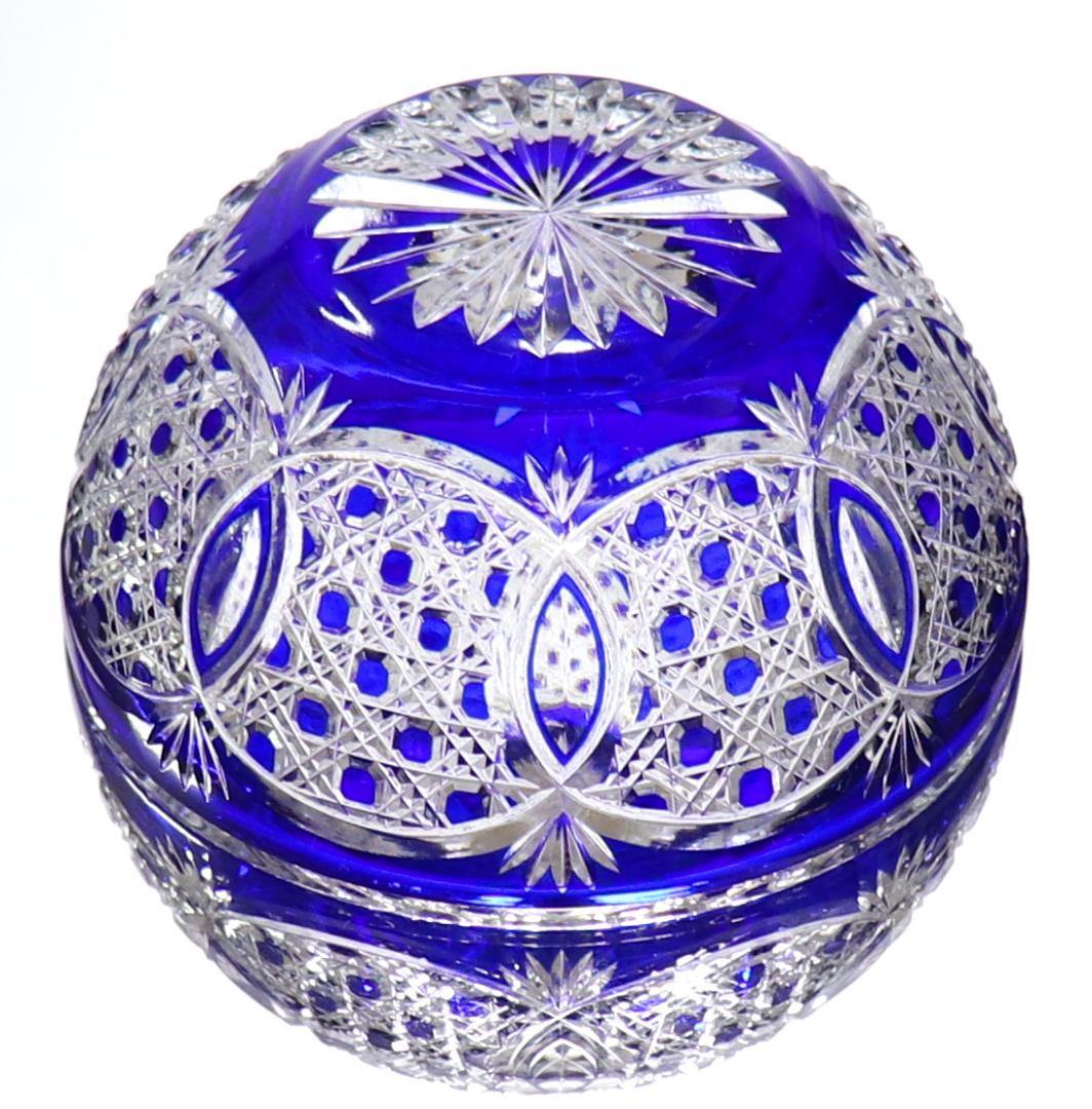 オールド・バカラ 最上級 青色被せガラス 切子小鉢 懐石料理 ボウル ディアマン