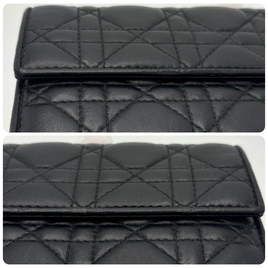 美品✨ディオール カナージュ チェーンウォレット レザー ブラック