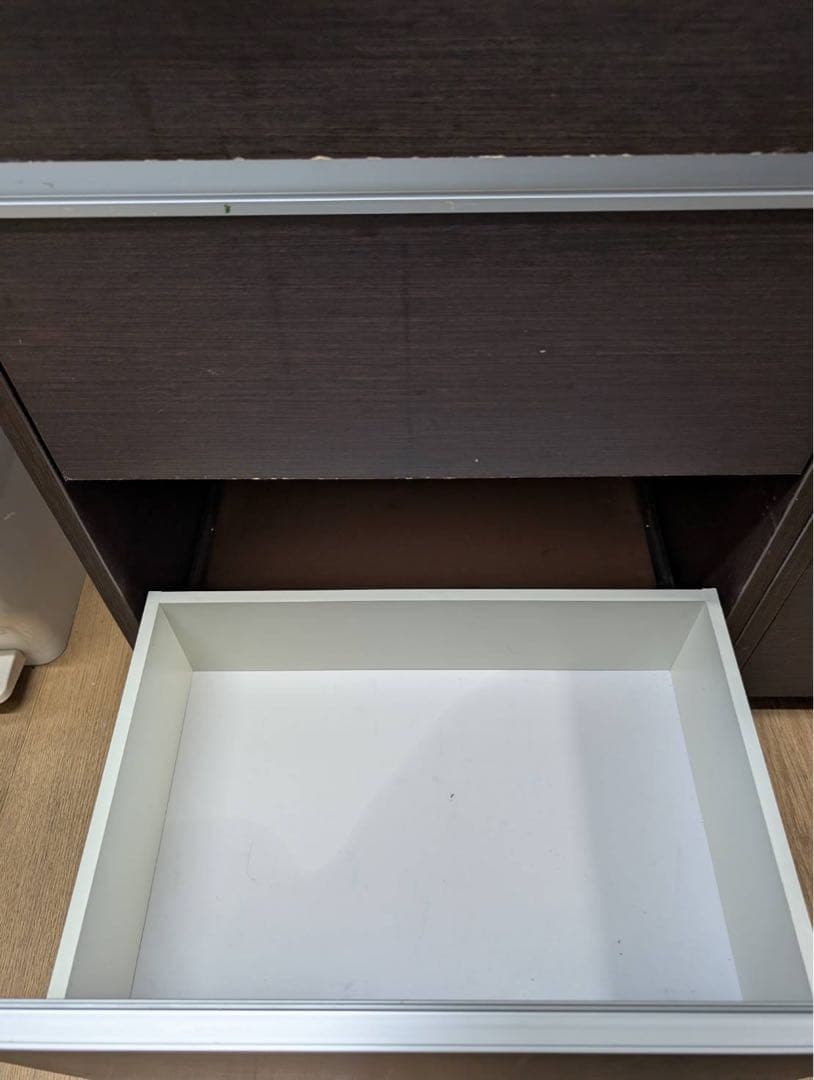ニトリ　ダークブラウン 食器棚 4段引き出し ホワイト天板