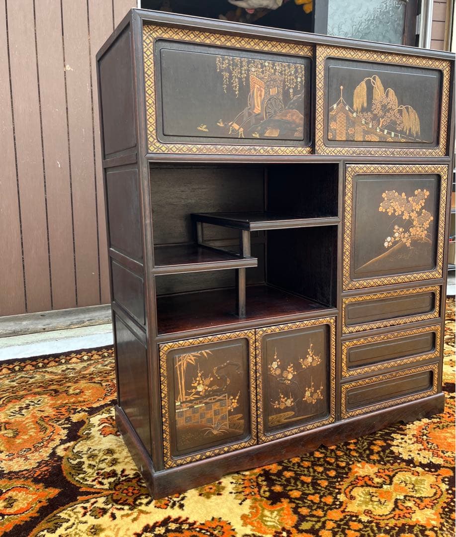 螺鈿 茶棚 茶箪笥 飾り棚 中国 インテリア 年代物 当時物 アンティーク