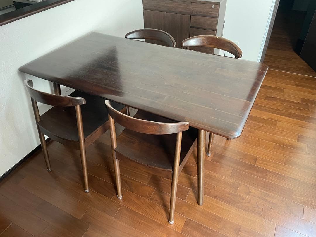 ダークブラウン 木製ダイニングチェア☆4☆送料込