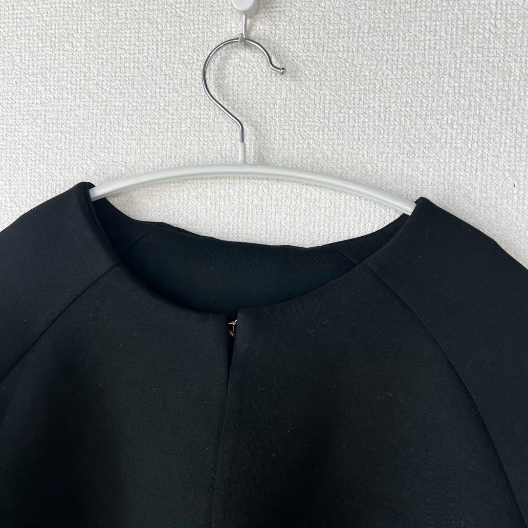 Frene フラーネ ボンディングコート フリル袖　ブラック　パール