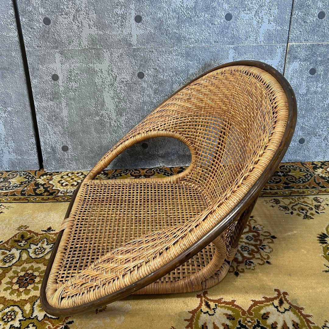 ꧁今枝ラタン꧂座椅子3脚 籐家具 いす イス チェア 昭和レトロ モダン