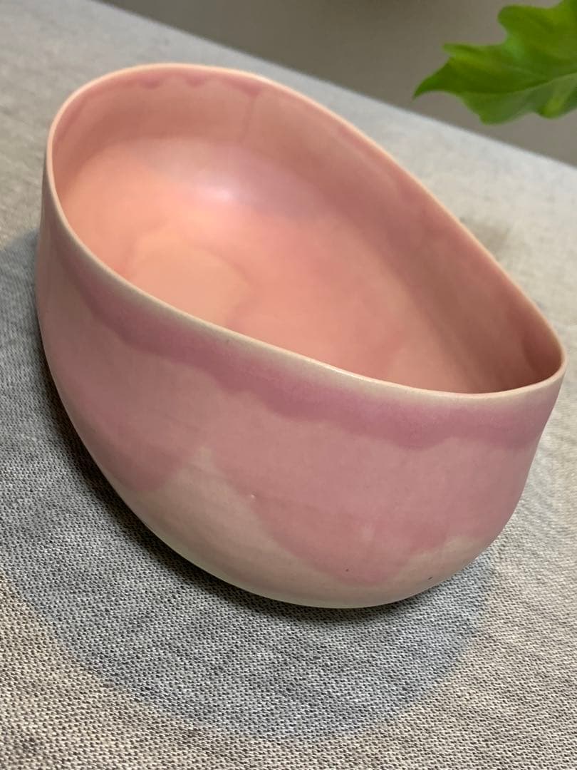 クリスチャンヌ　ペロション オーバル舟形　ピンク釉 初期作品　有元葉子　極美品