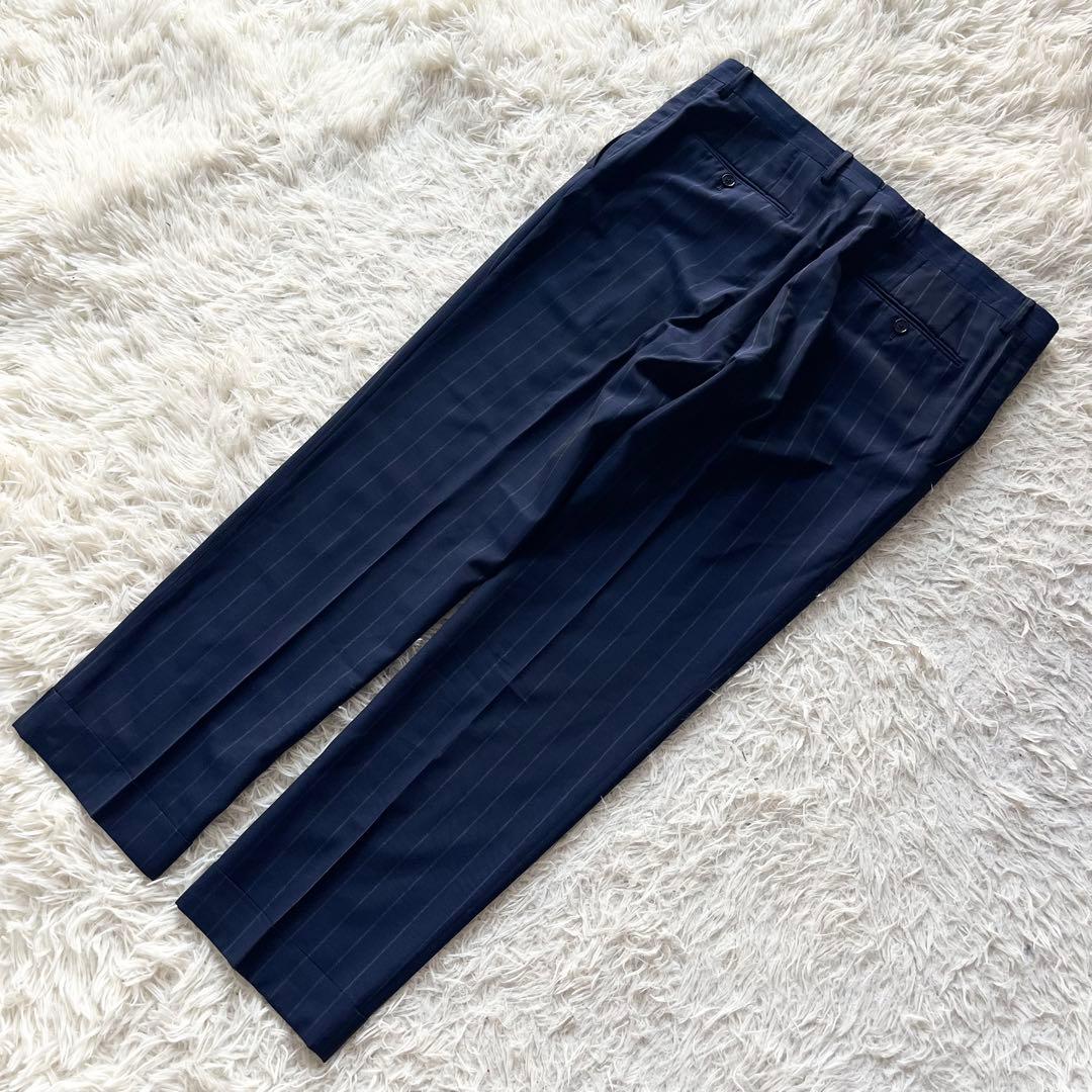 <美品>LARDINI ネイビー ウール スーツ サイズ52