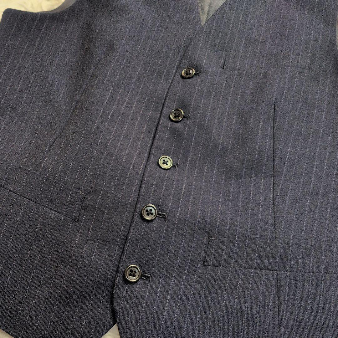 【コムサイズム✨3ピース✨S】スーツ セットアップ ストライプ 背抜き 夏用