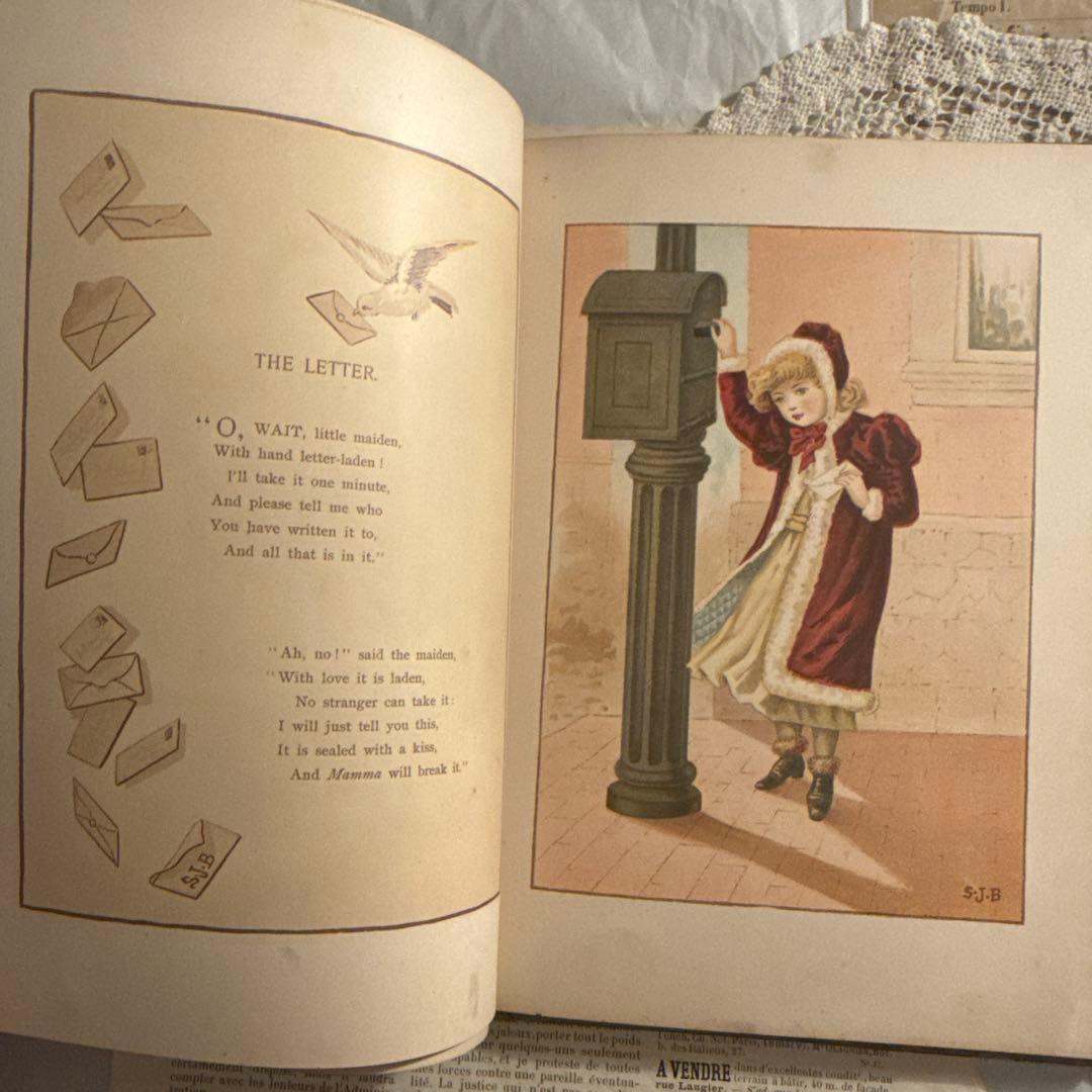 1894年アンティーク美しい挿絵ヴィクトリアン洋書　絵本ジャンクジャーナル古書