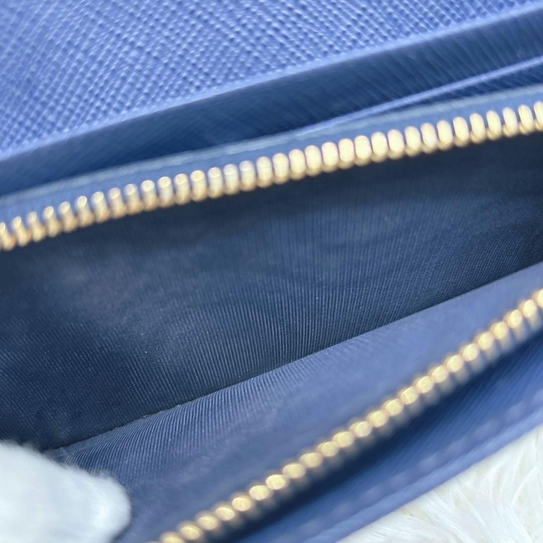 PRADA 長財布 サフィアーノ フィオッコ メタルロゴ リボン ネイビー