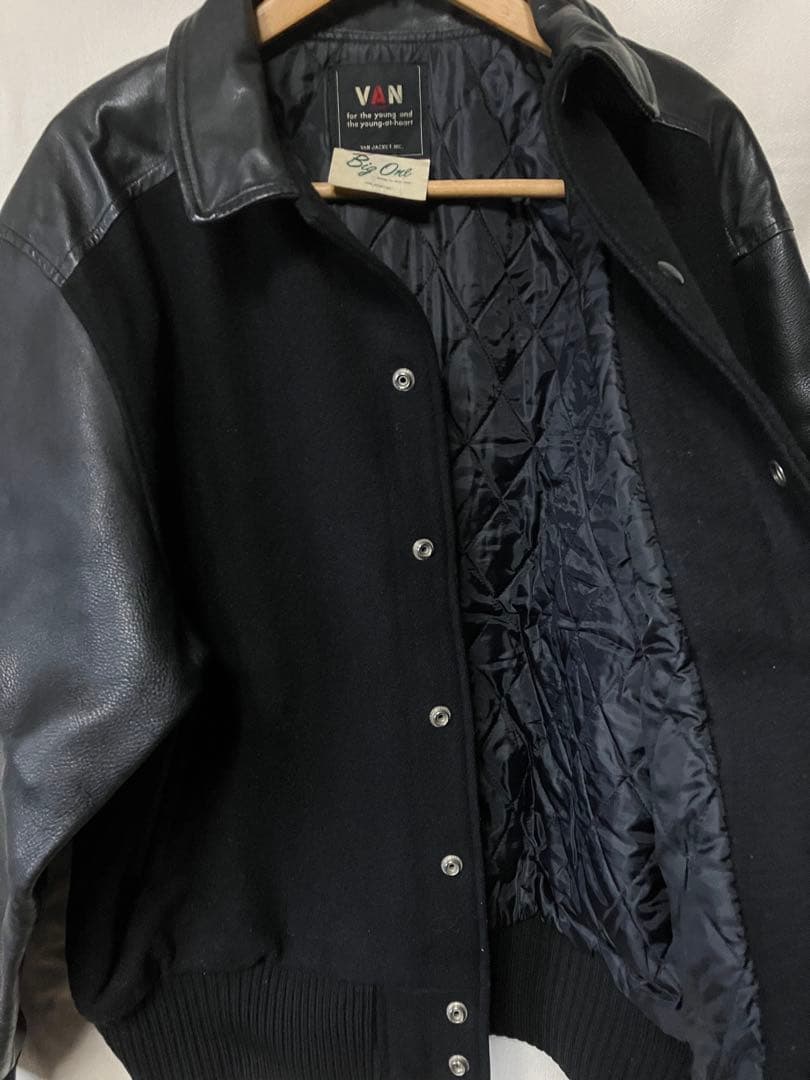 80s VAN スタジャン 黒 L〜XL 牛本革使用 IVY アイビー レザー