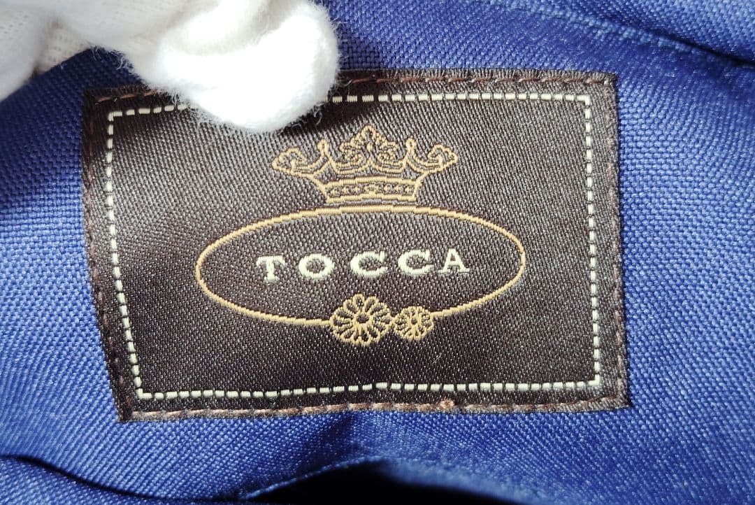 【3573】TOCCAラタン 巾着 カゴバッグ リボンチャーム ネイビー