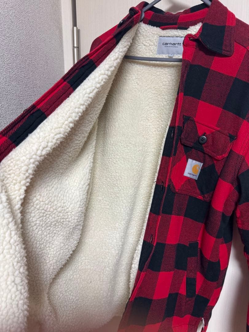 【Carhartt】カーハート ボア チェック ジャケット 赤 レッド S