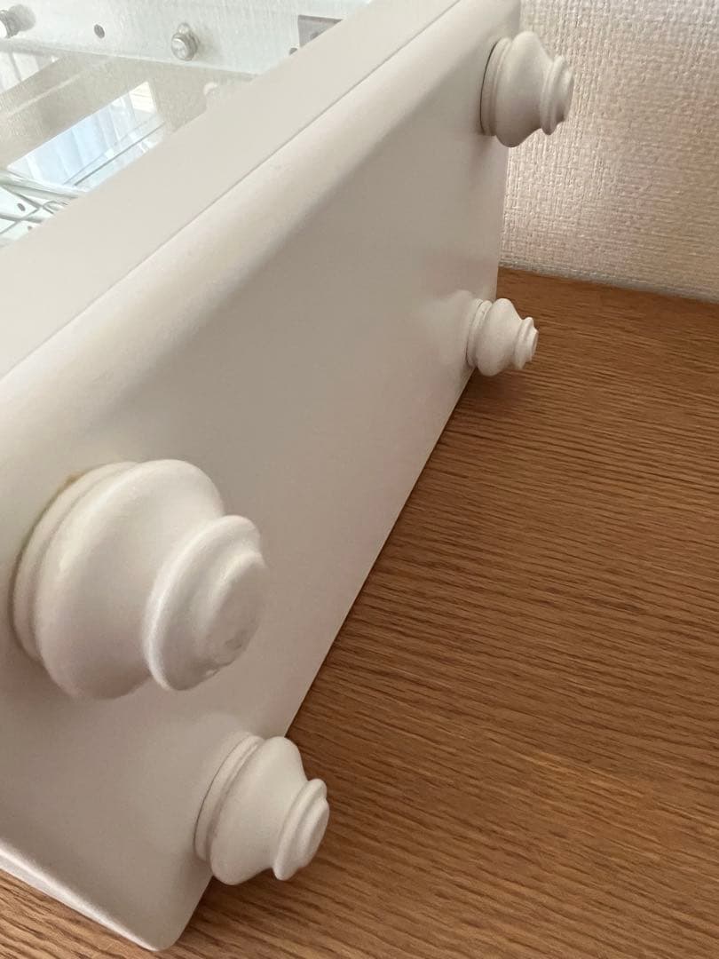 コレクションケース　ガラスケース　木製　ホワイト　ガラス戸棚　ミラー　フラワー