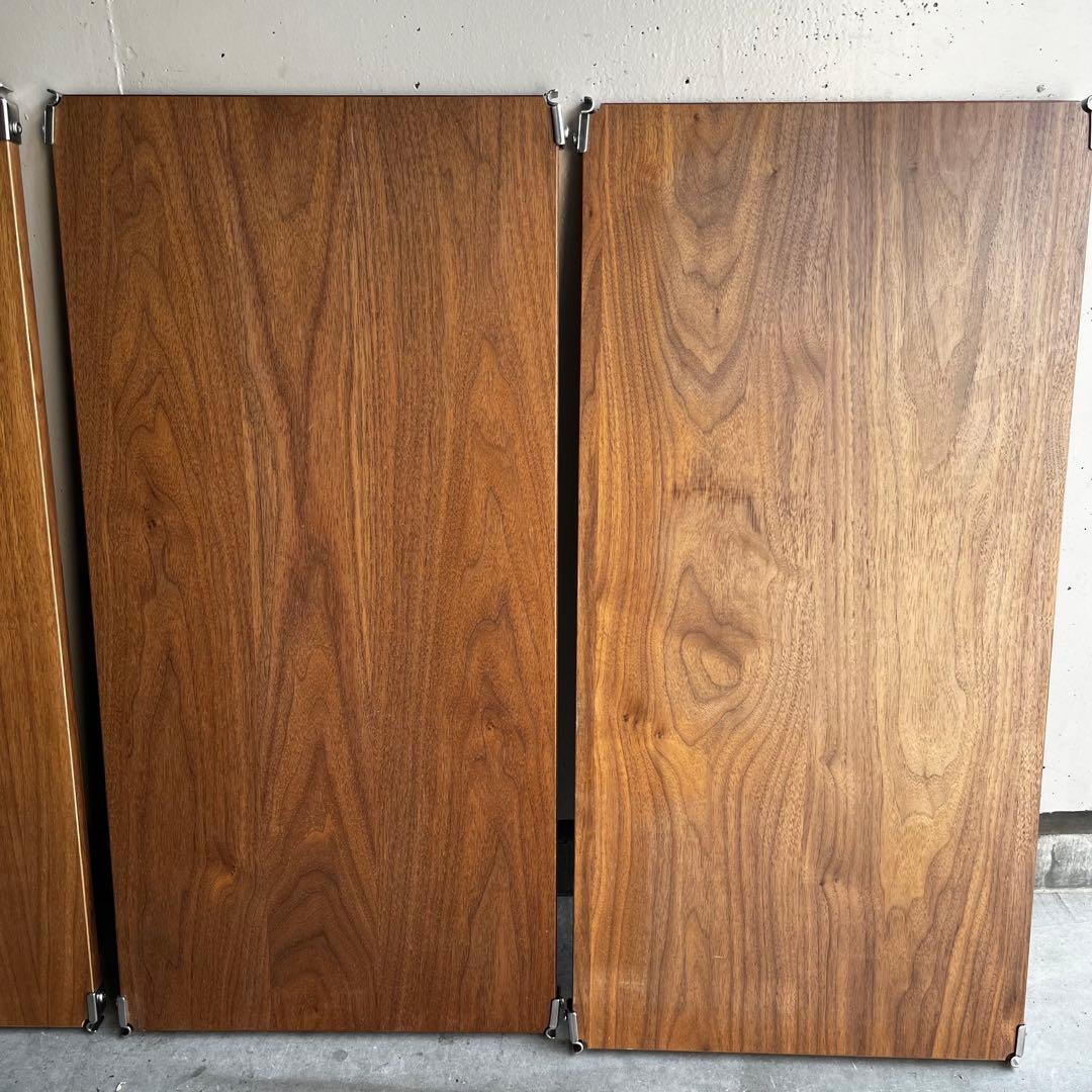 美品★無印 ステンレスユニットシェルフ　ウォールナット材棚セット・バスケット付