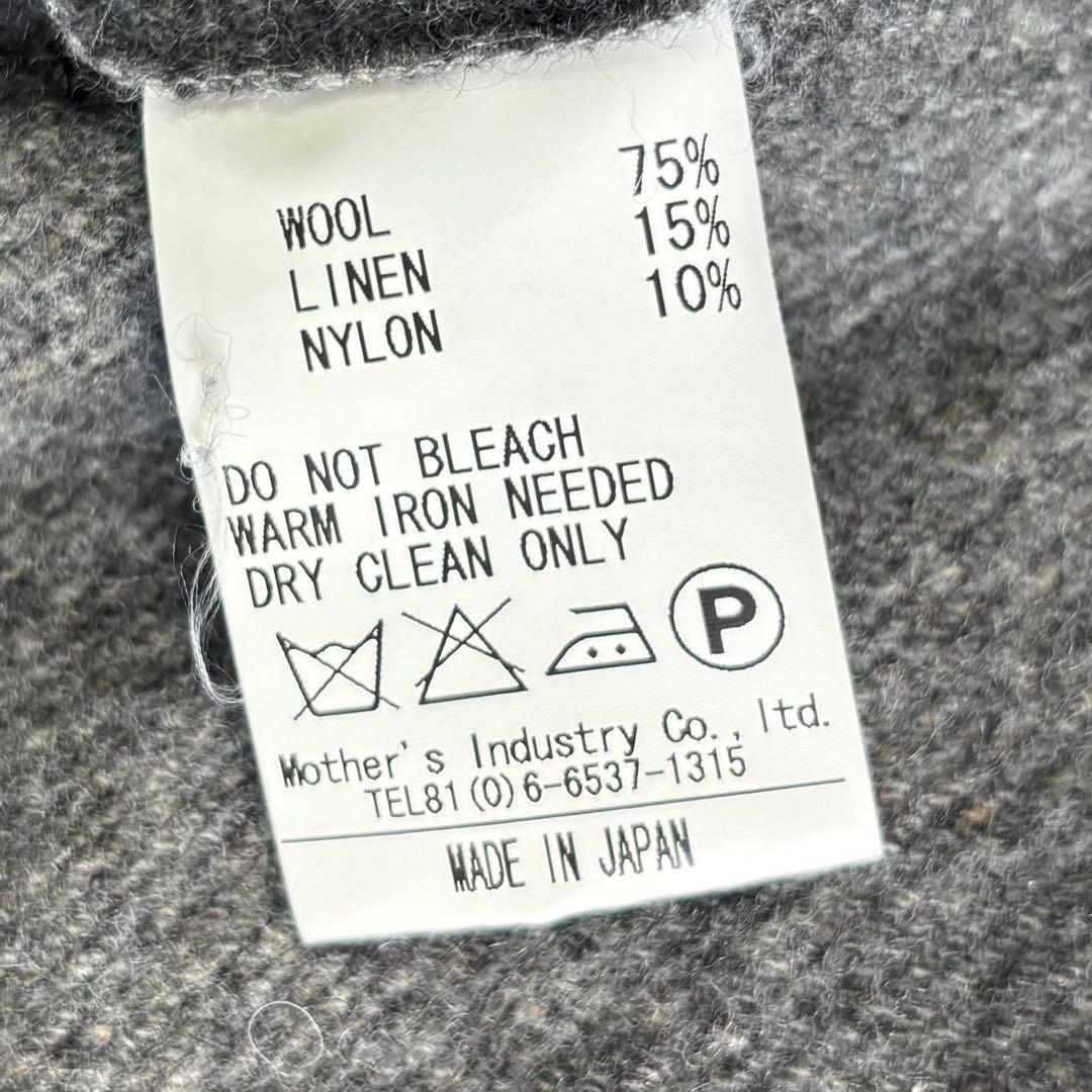 【美品】ミディウミ カーディガン ジャケット ウールリネン グレー 銀ボタン