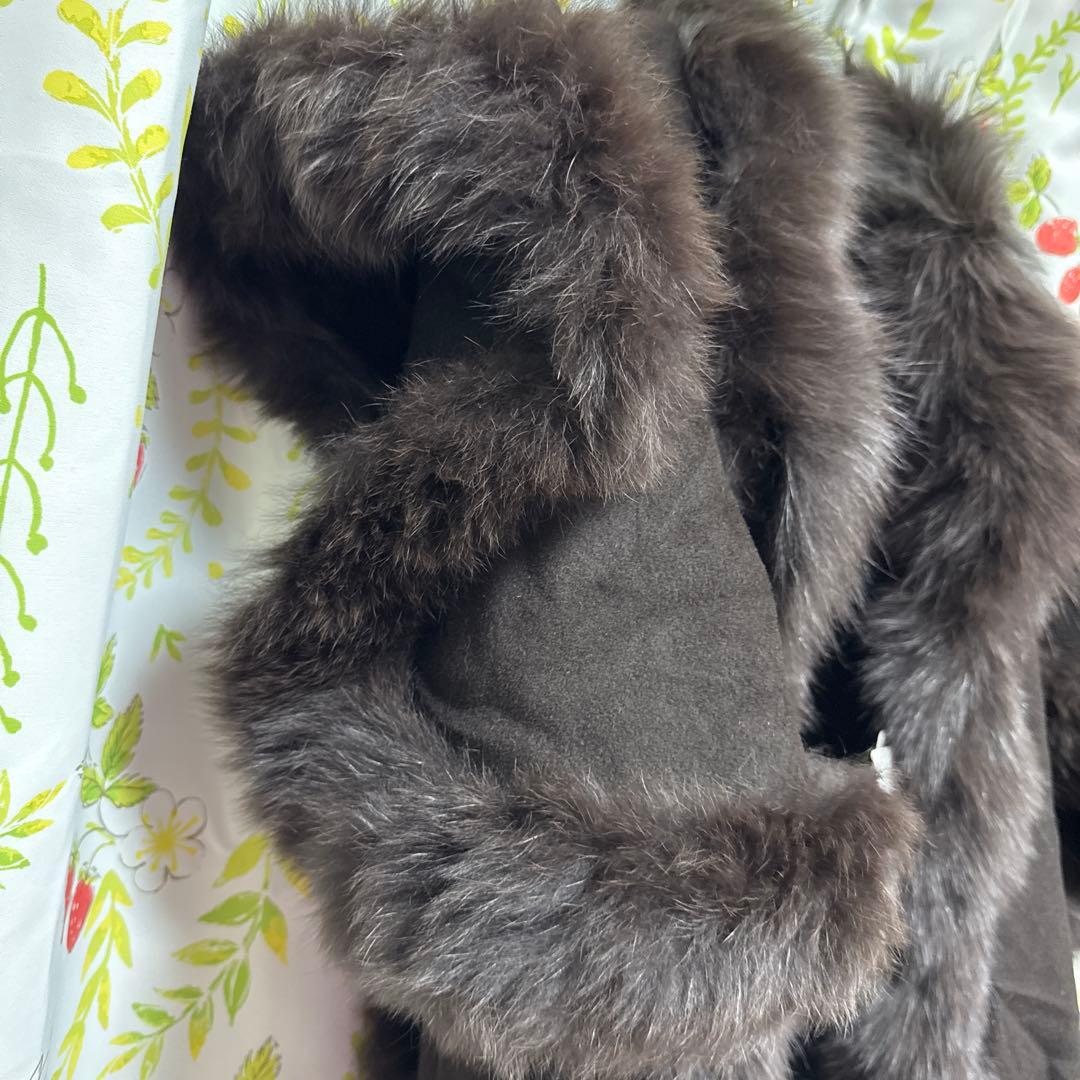 定価198000円新品未使用romanticFur 黒ポンチョコートケープ冬高級