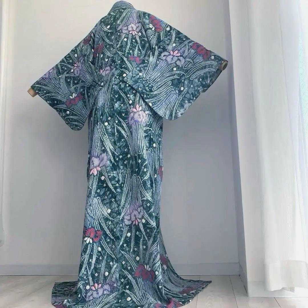 Pearlさま専用 有松絞り浴衣・有松鳴海絞り浴衣　燻んだグリーン　No7-22
