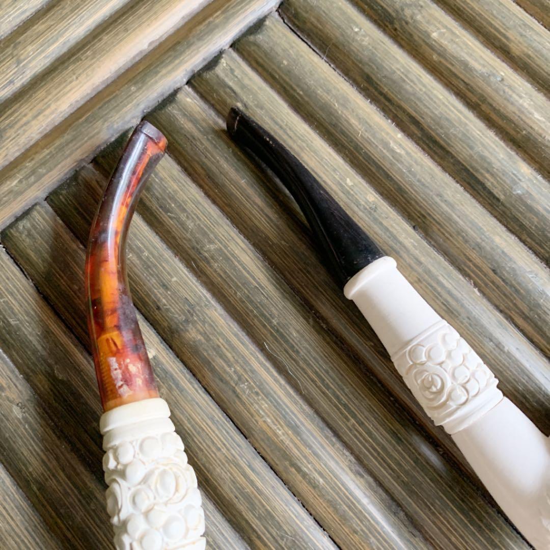 メシャムパイプ　全長約30cmのメシャムパイプと2つセット　海泡石製