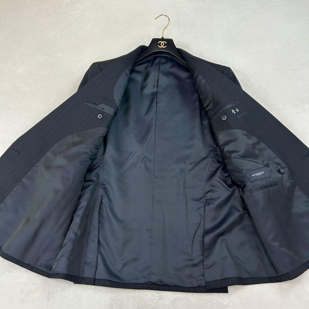 K613 L バーバリーロンドン ダブル 肩パット スーツ上下 ネイビー メンズ