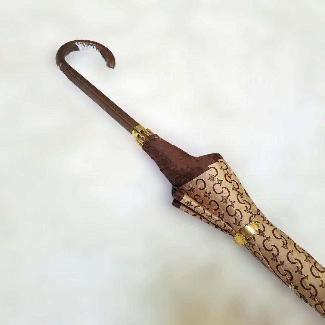 【極美品・希少】CELINE 傘 トリオンフ 総柄 ベージュ ゴールド金具