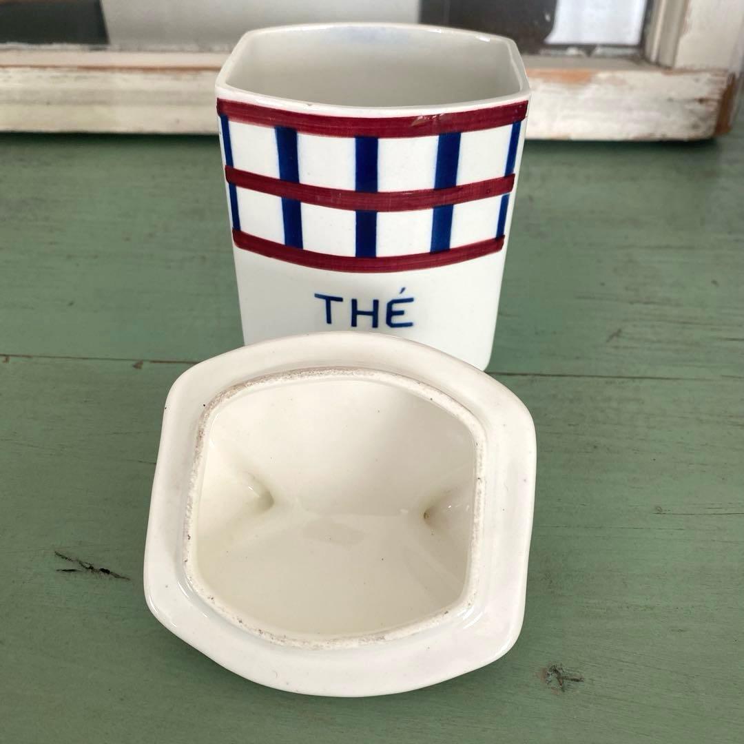 HBCM Béarn クレイユエモントロー バスク柄 陶器キャニスター【B】