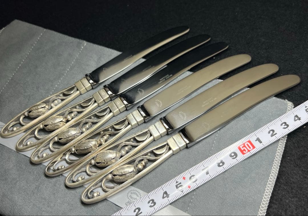 ジョージジェンセン　ブロッサムsterling925デザートナイフ6本　共袋付