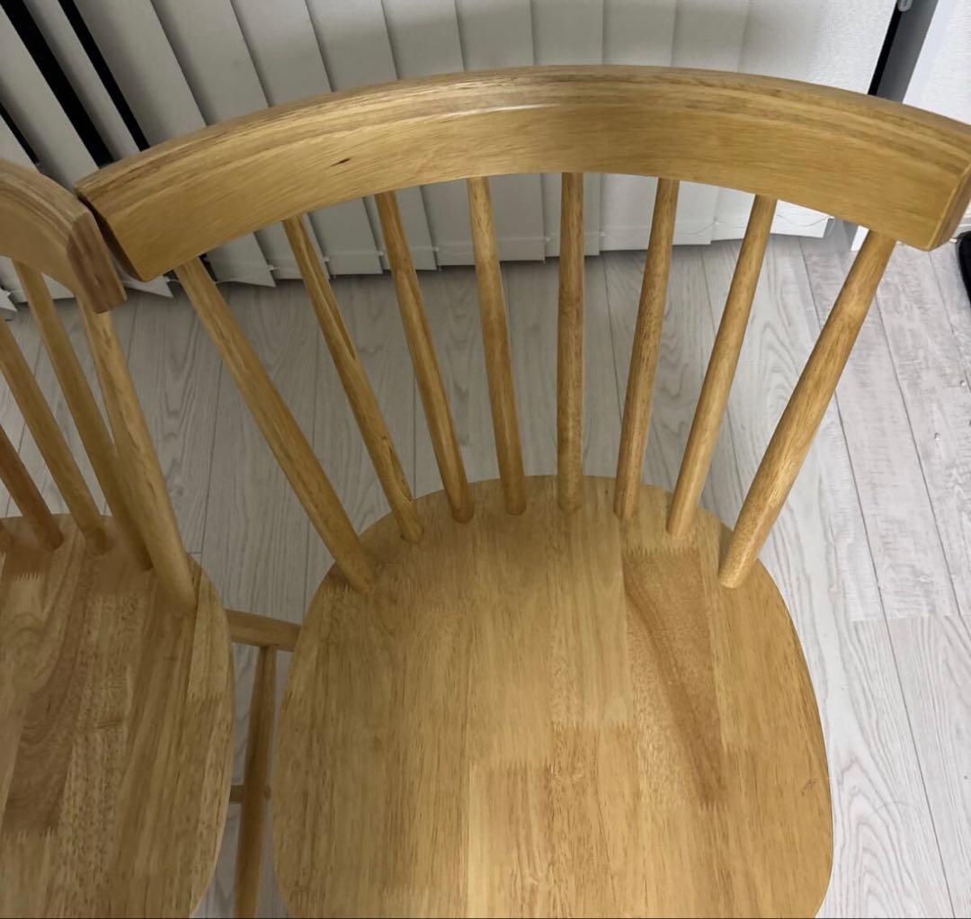 即日発送　天然木　ナチュラルウッド ダイニングチェア 2脚セット
