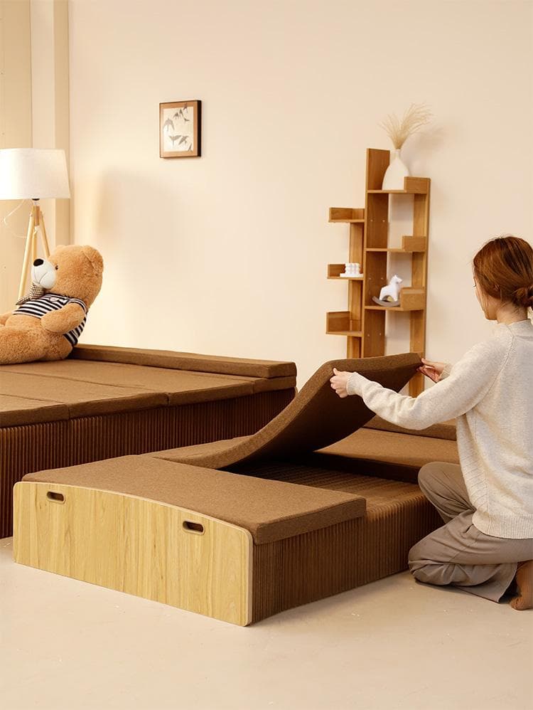 ペーパー折りたたみベッド幅80㎝高さ23㎝組立不要 マットレス付き 一人暮らし