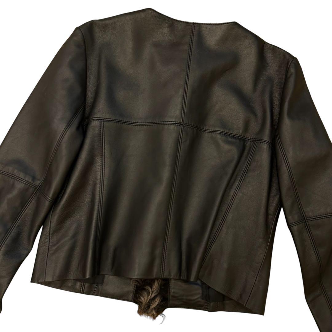 ★未使用★ EPOCA エポカ シングルレザージャケット ラムレザー ラムファー