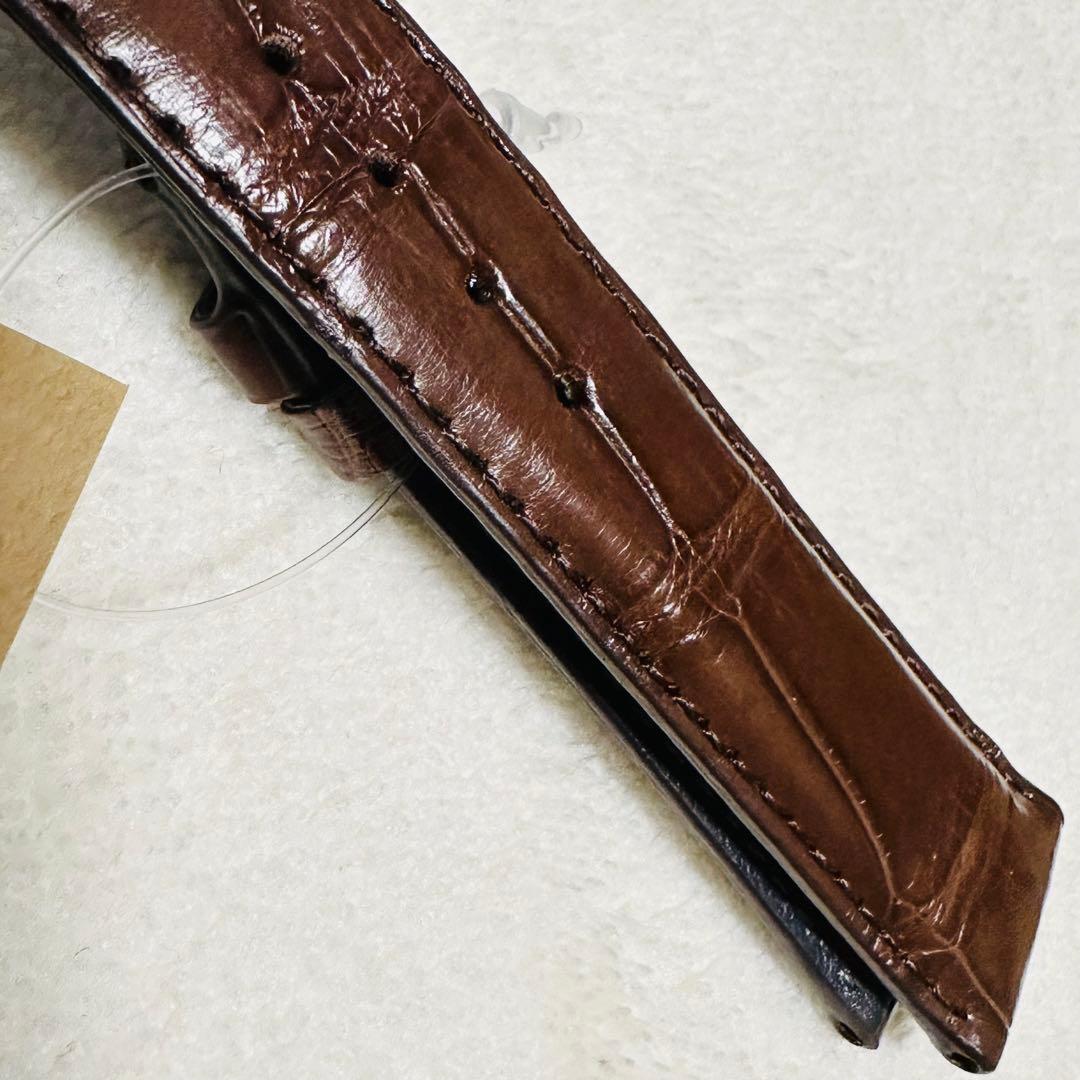 2421#19mm-16mmダークブラウン★本物クロコダイル腕時計用ベルト