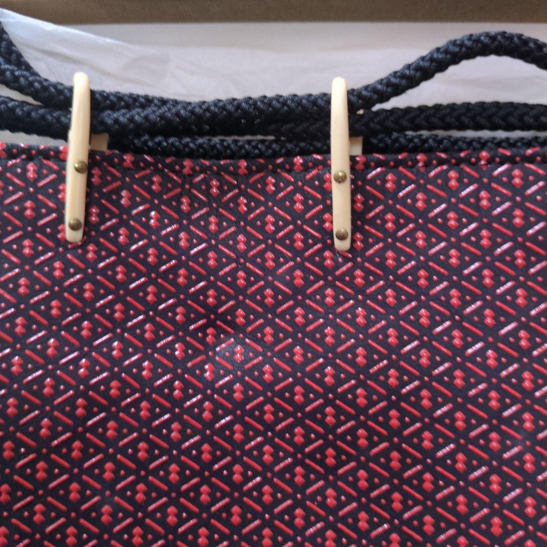 n*i様 甲州印傳和装用バッグ 赤と黒の幾何学模様 巾着