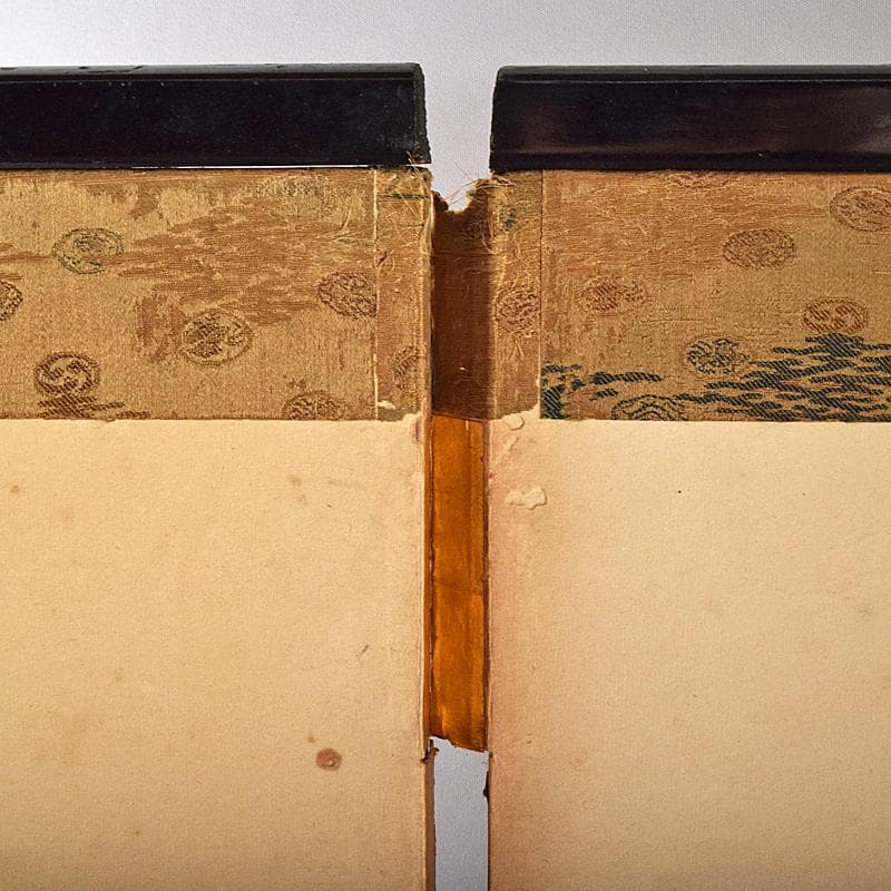 書画　支那事変　野砲戦図　小屏風　衝立　M　R7573B