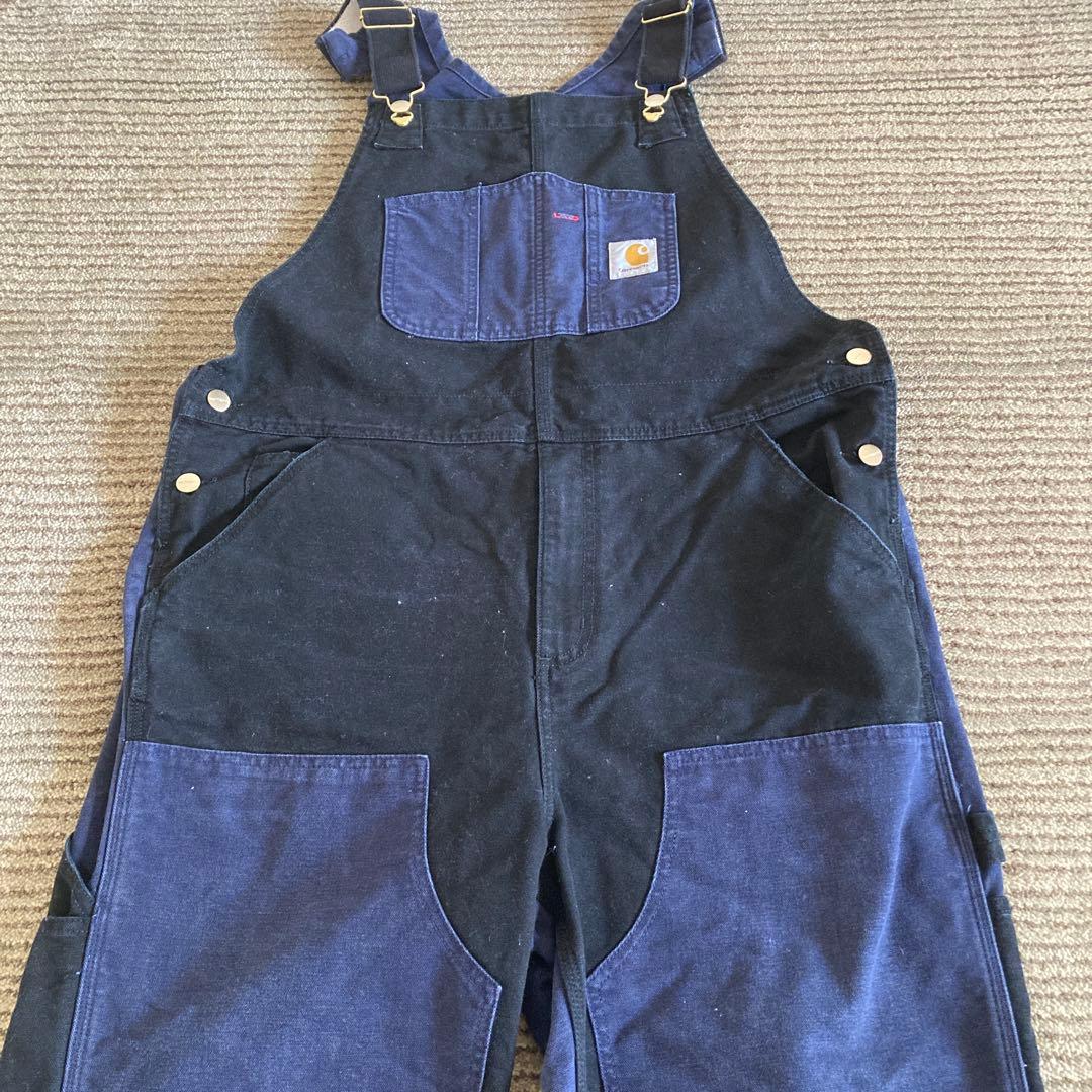 Carhartt ブラックネイビーオーバーオール34✖️32