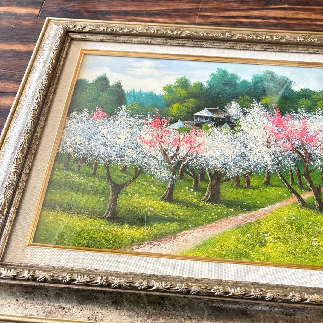 井深千代子 油彩 額装 桜 油絵 油画 絵画 B