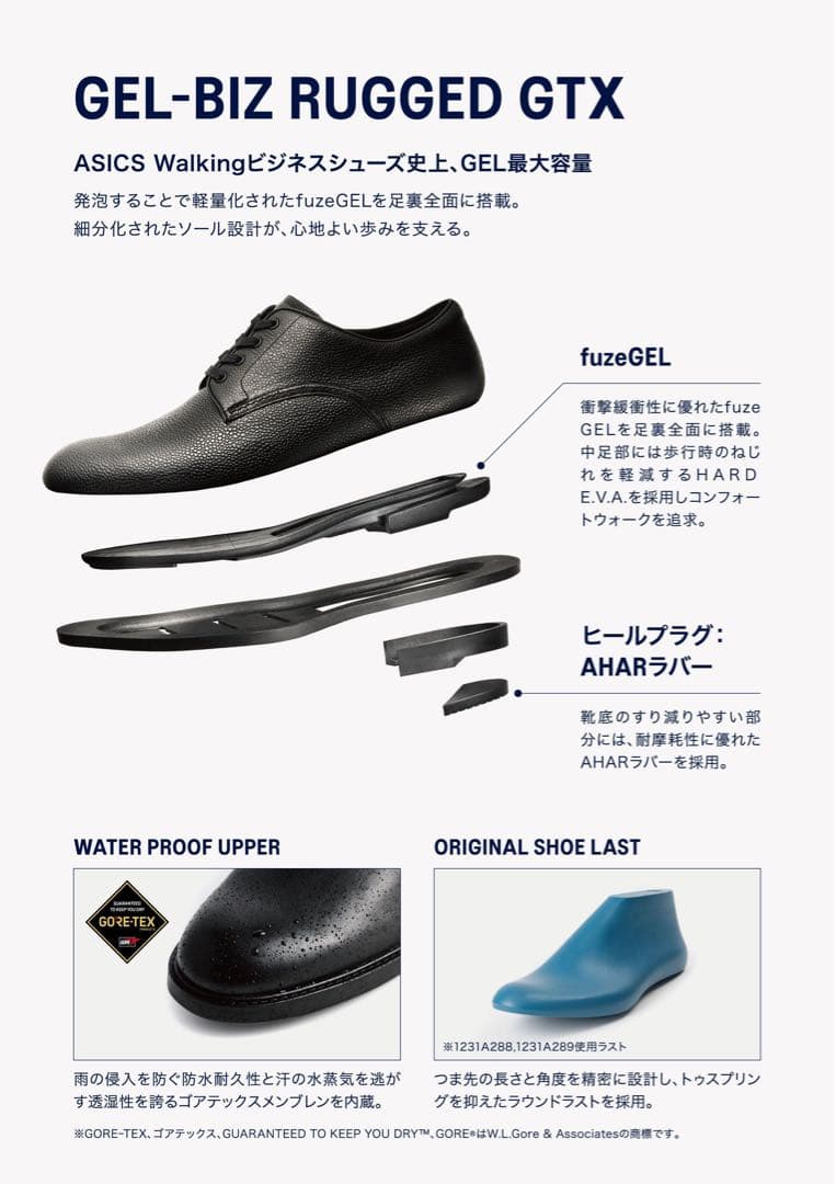 着用2回｜ASICS RUNWALK｜プレーントゥ｜25.5｜ゴアテックス｜