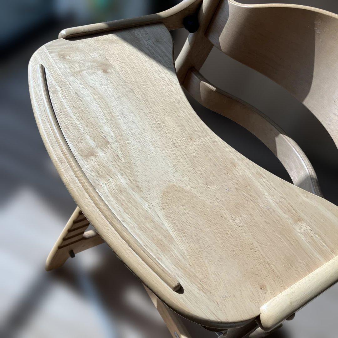 木製ハイチェア 調整可能テーブル付き　大和屋