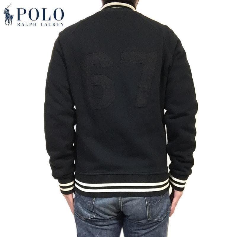 美品 US Ｍ ポロ ラルフローレン Pパッチ フリース ベースボールジャケット