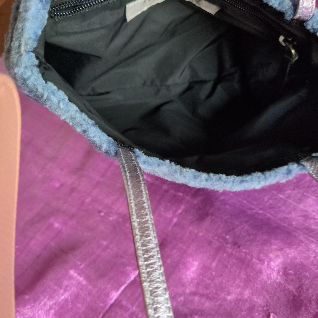 ♦️MIU MIU ミュウミュウ モコモコ　ファーミニバッグ　ブルーグレー