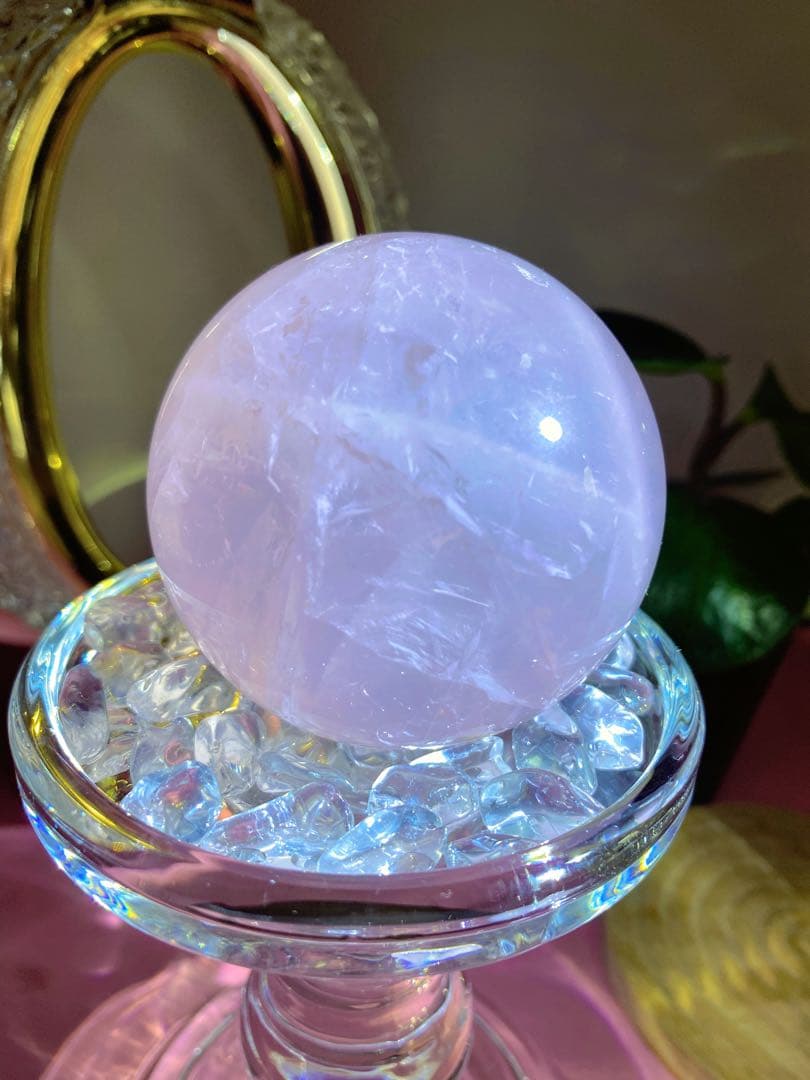 桜色　透明感　スフィア　ローズクォーツ　強いスター　虹中にあり