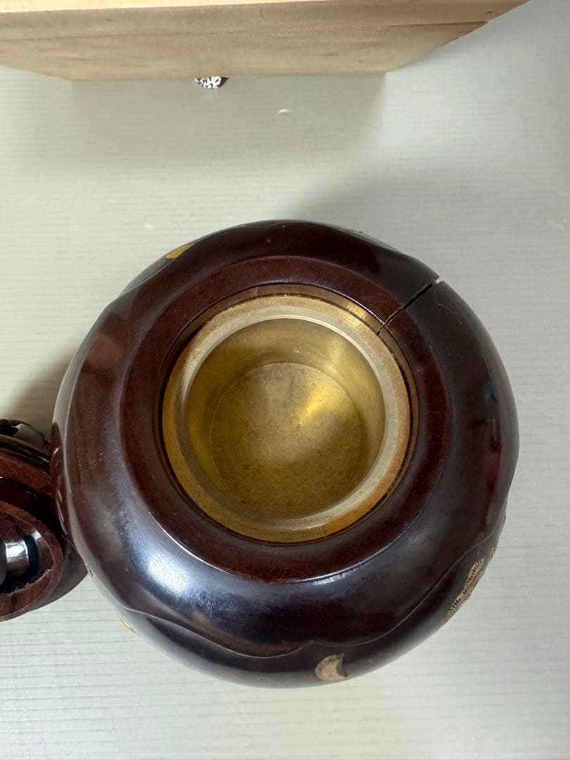 2164 雲龍作　本紫壇 金蒔絵 鳳凰　山水之図　香炉